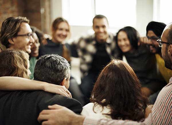 Colleagues at group development exercise