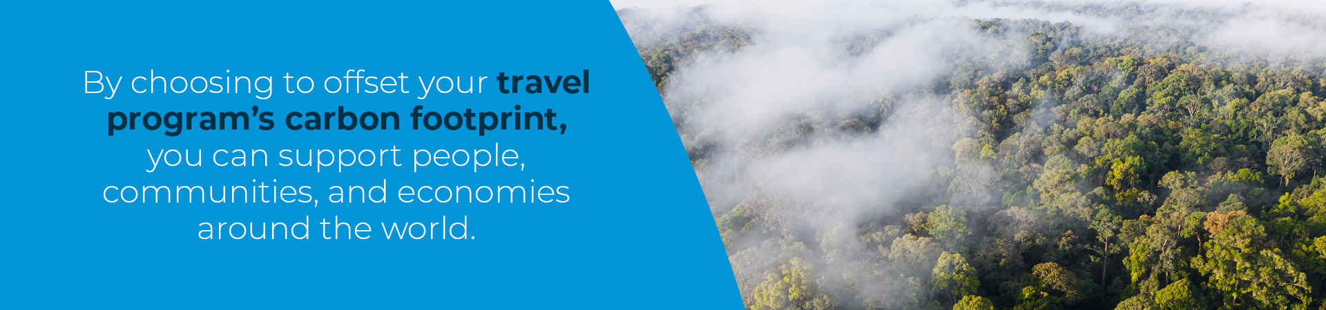 Banner - "By choosing to offset your travel program's carbon footprint, you can support people, communities and economies around the world"