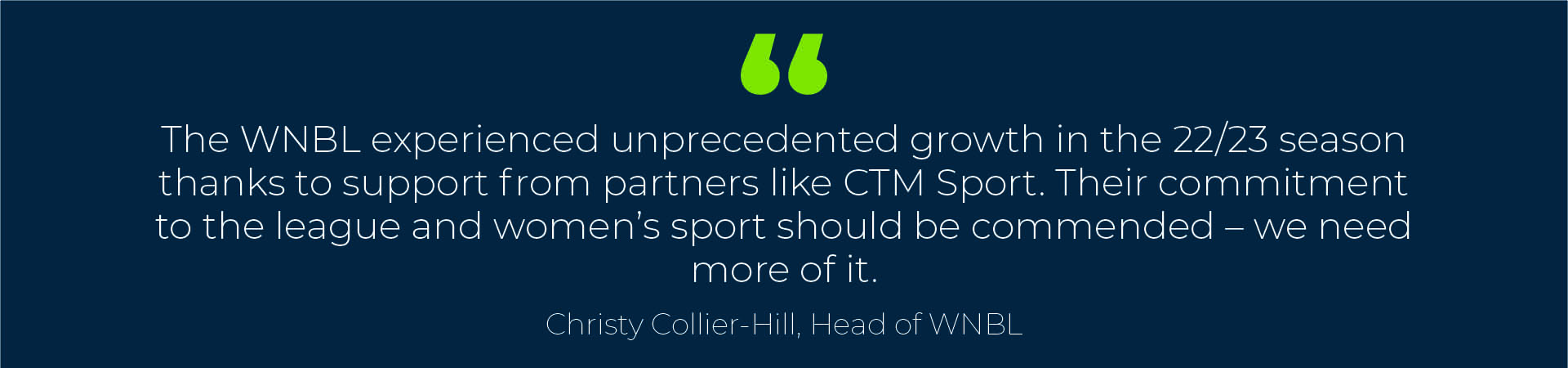 CTM's support women's sport - Christy Collier-Hill quote